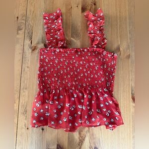 VICI Lisette Floral Smocked Tank in Rustic Red